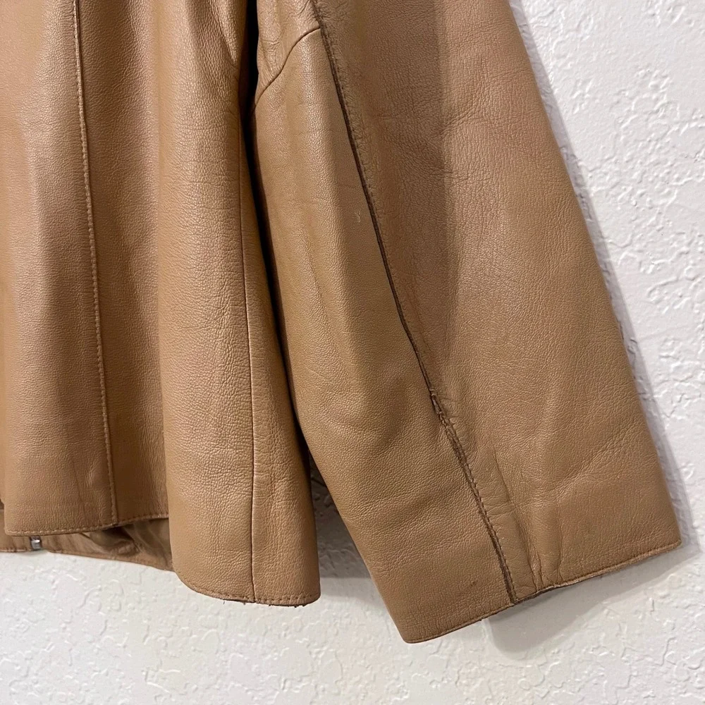 VTG Wilsons Leather Pelle Studio Women's Tan Genuine Leather Zip Front Jacket XL - Picture 5 of 11